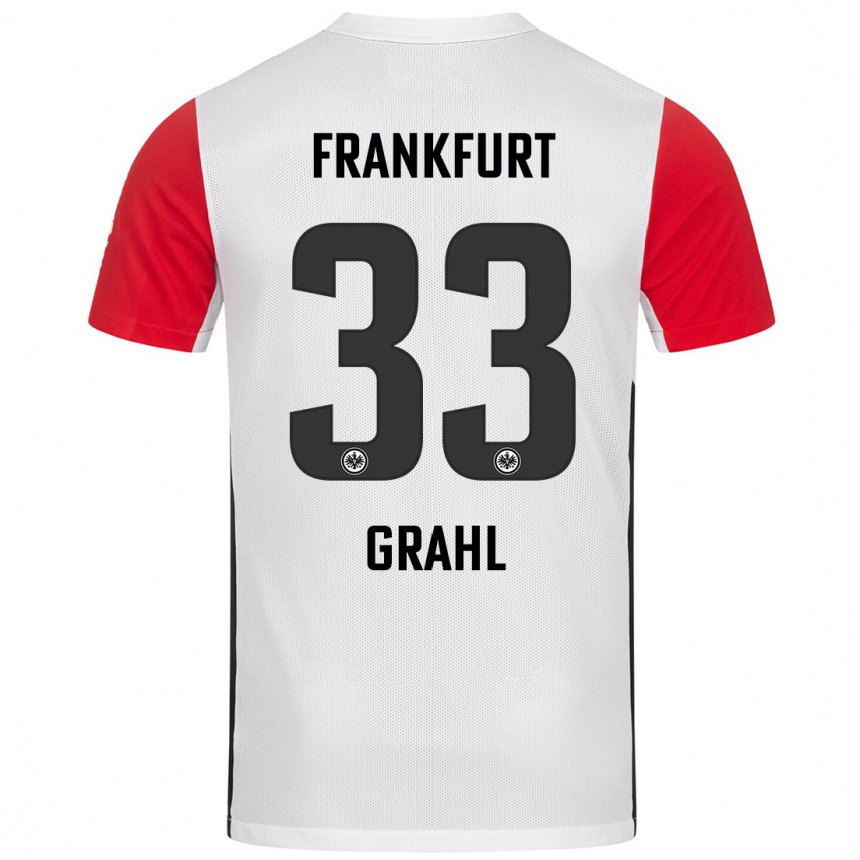 Niño Fútbol Camiseta Jens Grahl #33 Blanco Rojo 1ª Equipación 2024/25 Argentina