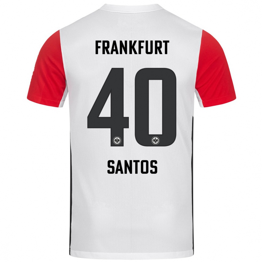 Niño Fútbol Camiseta Kauã Santos #40 Blanco Rojo 1ª Equipación 2024/25 Argentina