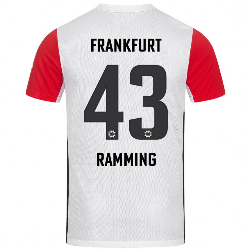 Niño Fútbol Camiseta Nils Ramming #43 Blanco Rojo 1ª Equipación 2024/25 Argentina