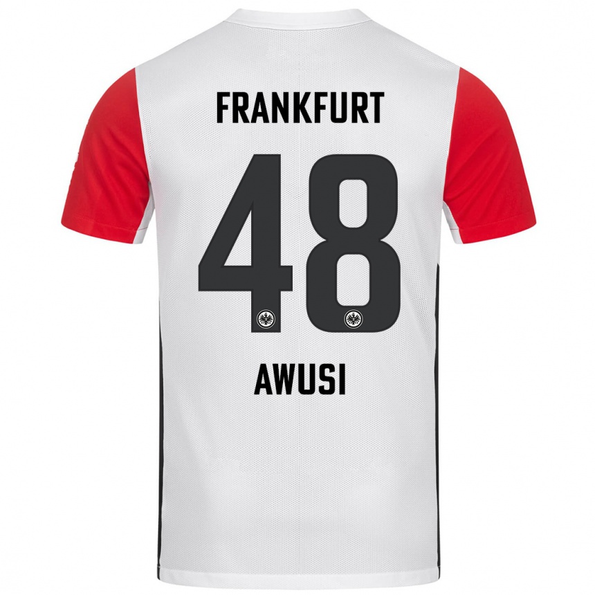 Niño Fútbol Camiseta Junior Awusi #48 Blanco Rojo 1ª Equipación 2024/25 Argentina