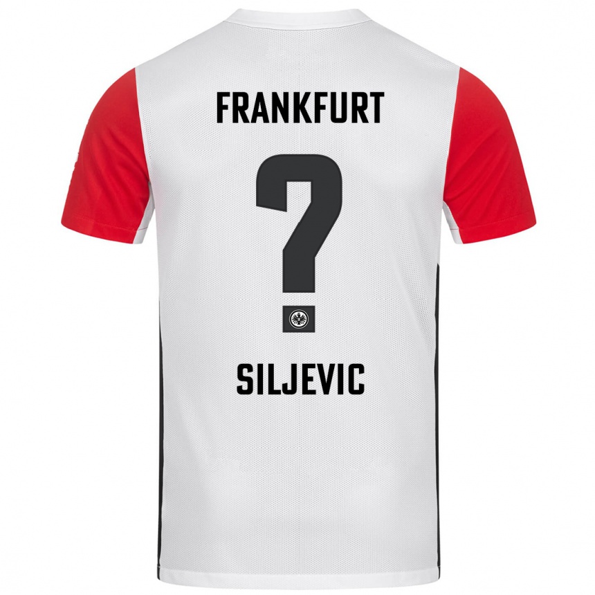 Niño Fútbol Camiseta Amil Siljevic #0 Blanco Rojo 1ª Equipación 2024/25 Argentina