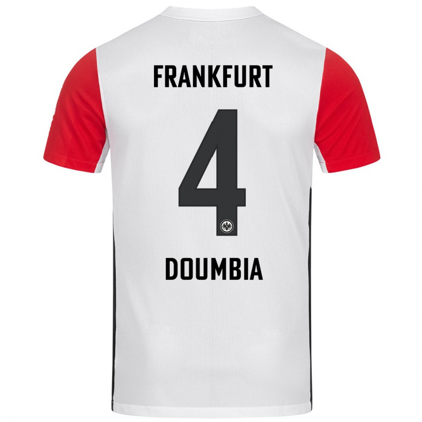 Niño Fútbol Camiseta Fousseny Doumbia #4 Blanco Rojo 1ª Equipación 2024/25 Argentina