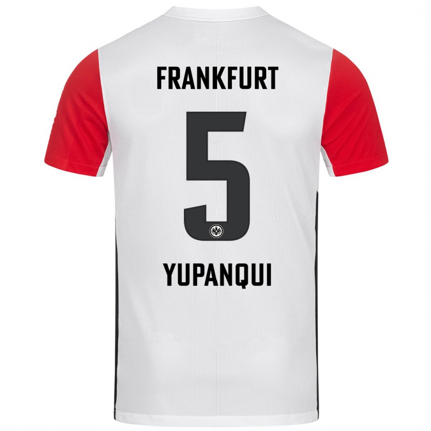 Niño Fútbol Camiseta Philipp Eisele Yupanqui #5 Blanco Rojo 1ª Equipación 2024/25 Argentina