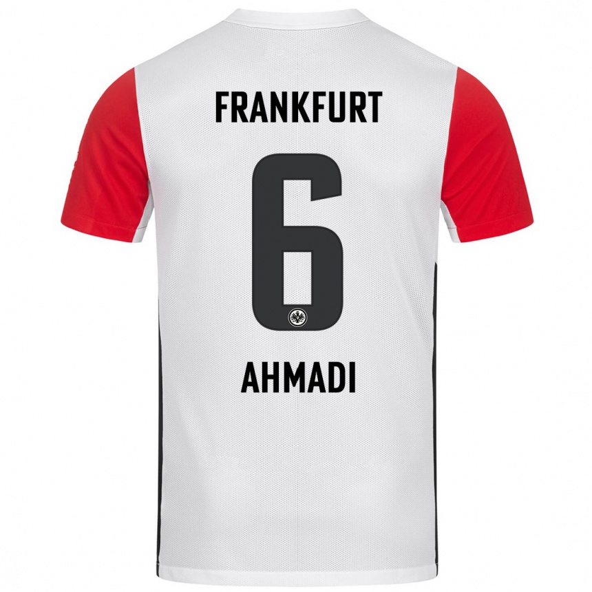 Niño Fútbol Camiseta Shayan Ahmadi #6 Blanco Rojo 1ª Equipación 2024/25 Argentina