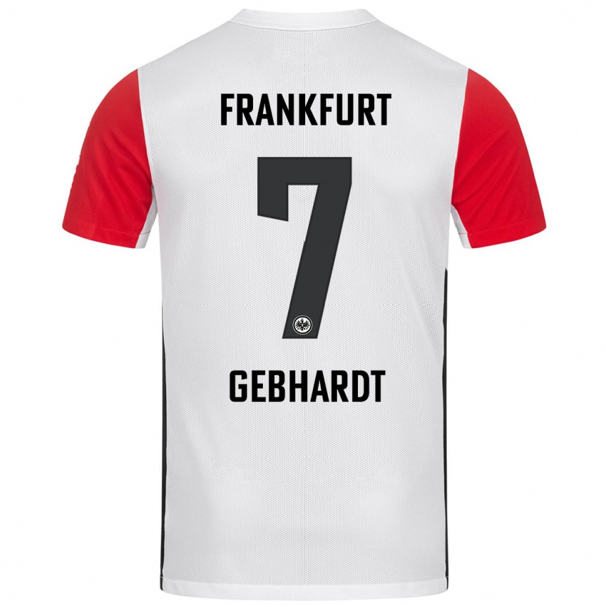 Niño Fútbol Camiseta Luca Gebhardt #7 Blanco Rojo 1ª Equipación 2024/25 Argentina