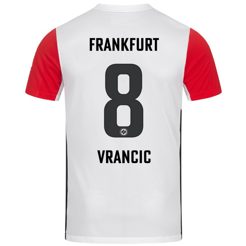 Niño Fútbol Camiseta Mario Vrancic #8 Blanco Rojo 1ª Equipación 2024/25 Argentina