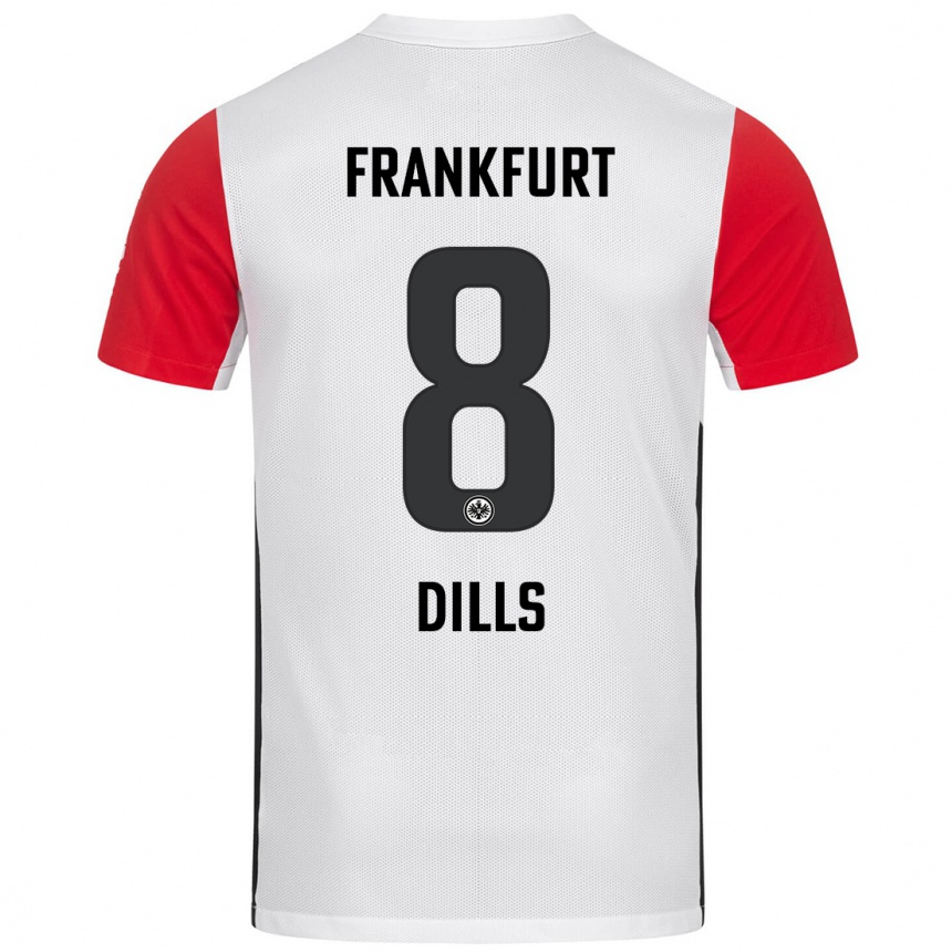 Niño Fútbol Camiseta Marvin Dills #8 Blanco Rojo 1ª Equipación 2024/25 Argentina