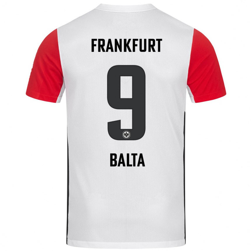 Niño Fútbol Camiseta Sahin Balta #9 Blanco Rojo 1ª Equipación 2024/25 Argentina