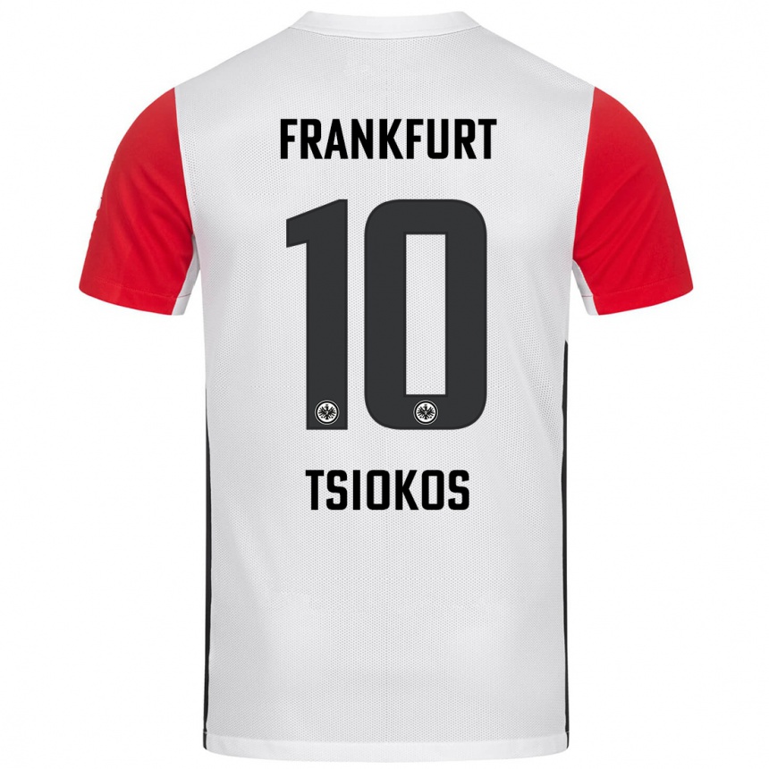 Niño Fútbol Camiseta Leonidas Ilias Tsiokos #10 Blanco Rojo 1ª Equipación 2024/25 Argentina