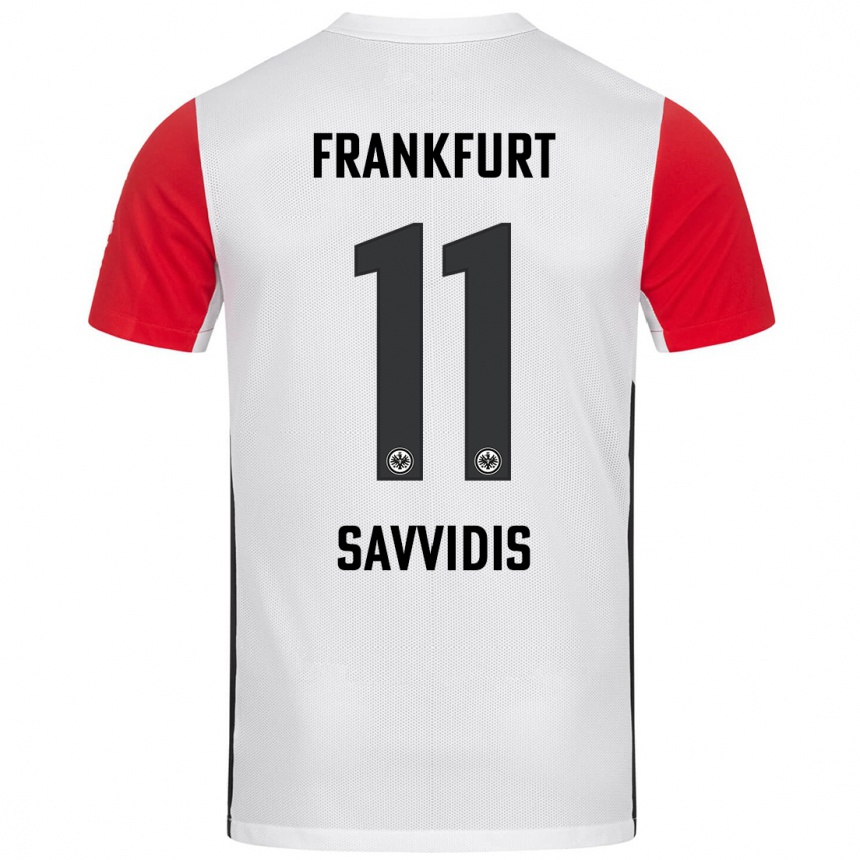 Niño Fútbol Camiseta Rafail Savvidis #11 Blanco Rojo 1ª Equipación 2024/25 Argentina