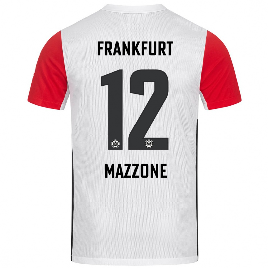 Niño Fútbol Camiseta Matteo Mazzone #12 Blanco Rojo 1ª Equipación 2024/25 Argentina