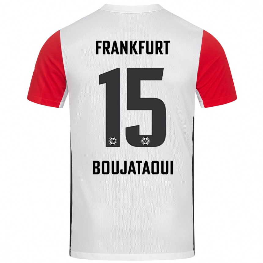 Niño Fútbol Camiseta Tarik Boujataoui #15 Blanco Rojo 1ª Equipación 2024/25 Argentina