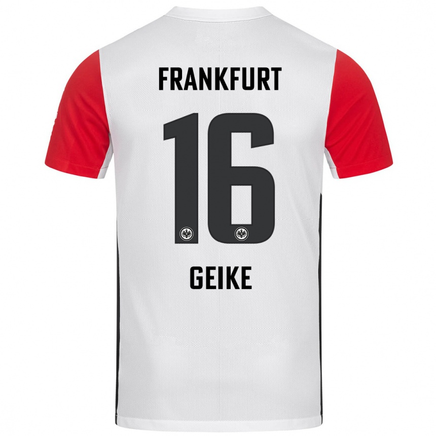 Niño Fútbol Camiseta Jonah Geike #16 Blanco Rojo 1ª Equipación 2024/25 Argentina