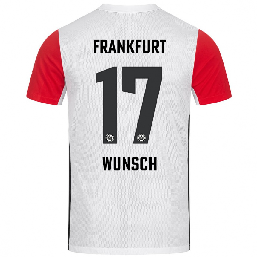 Niño Fútbol Camiseta Paul Wünsch #17 Blanco Rojo 1ª Equipación 2024/25 Argentina