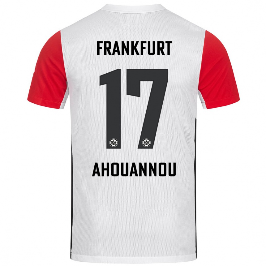 Niño Fútbol Camiseta Yannis Ahouannou #17 Blanco Rojo 1ª Equipación 2024/25 Argentina