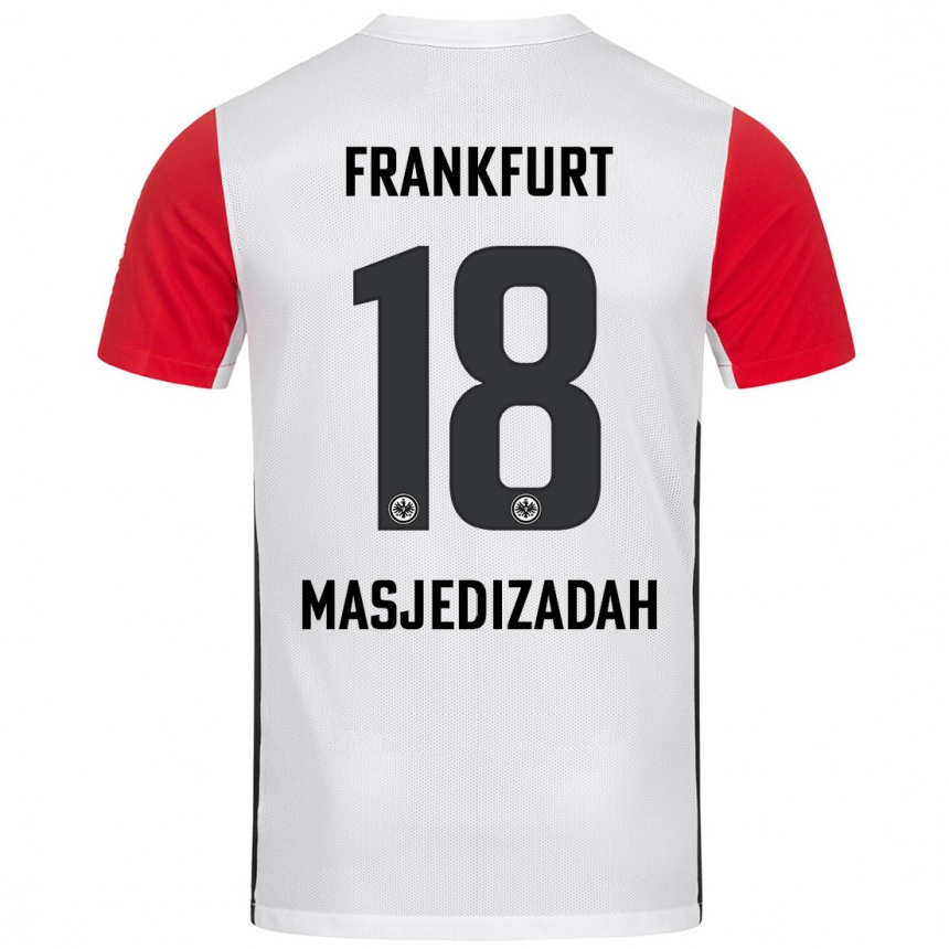 Niño Fútbol Camiseta Abolfazl Masjedizadah #18 Blanco Rojo 1ª Equipación 2024/25 Argentina