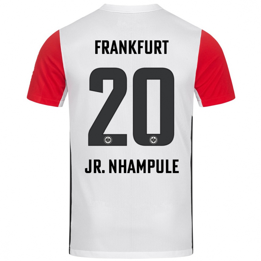 Niño Fútbol Camiseta Antonio Junior Nhampule #20 Blanco Rojo 1ª Equipación 2024/25 Argentina