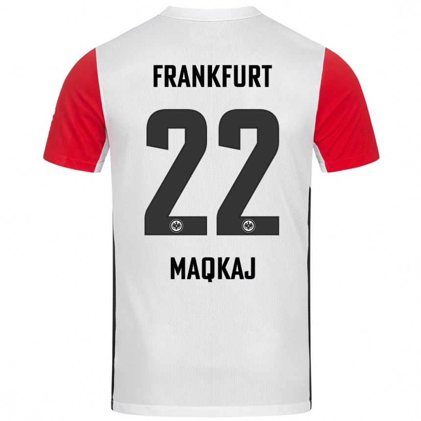 Niño Fútbol Camiseta Dritan Maqkaj #22 Blanco Rojo 1ª Equipación 2024/25 Argentina