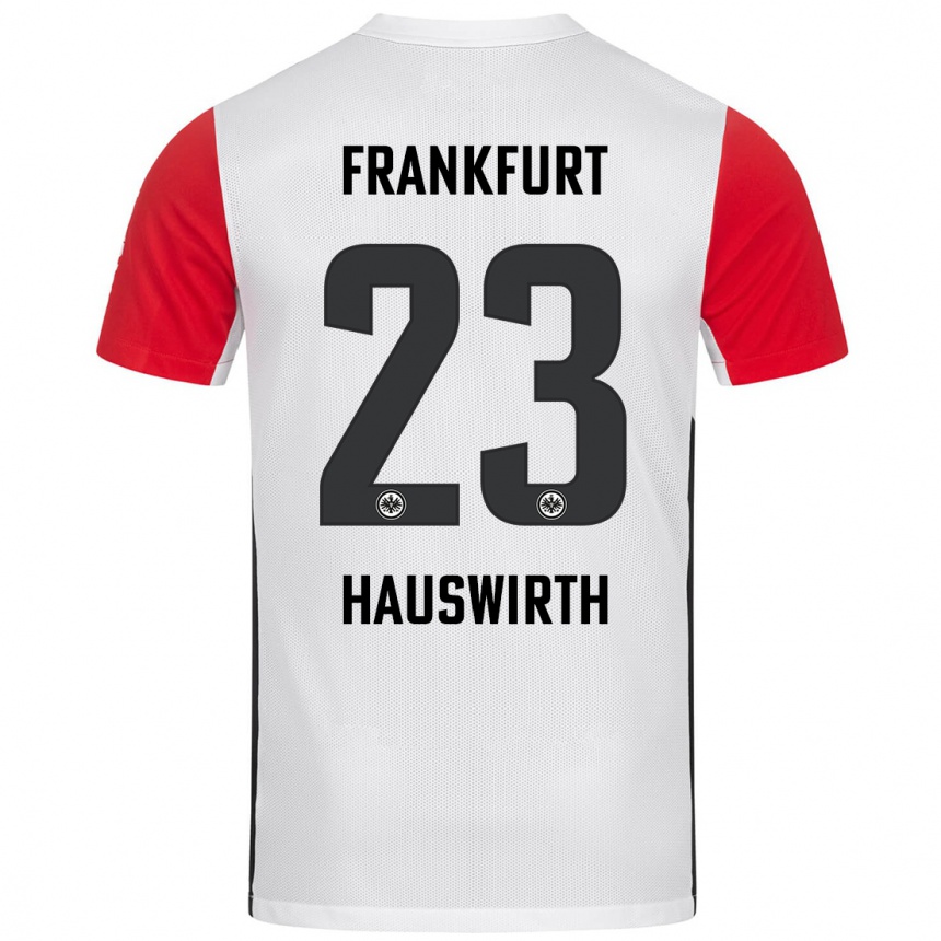 Niño Fútbol Camiseta Max Hauswirth #23 Blanco Rojo 1ª Equipación 2024/25 Argentina