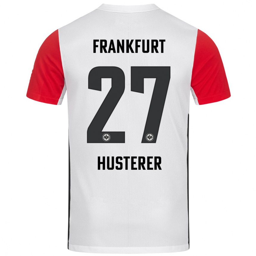 Niño Fútbol Camiseta Lean Husterer #27 Blanco Rojo 1ª Equipación 2024/25 Argentina