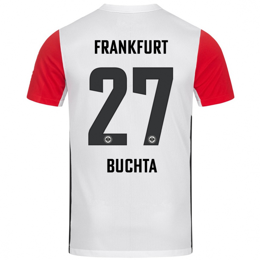 Niño Fútbol Camiseta Philip Buchta #27 Blanco Rojo 1ª Equipación 2024/25 Argentina