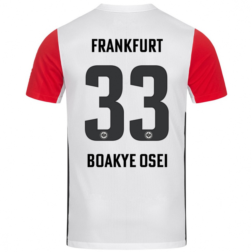 Niño Fútbol Camiseta Derek Boakye-Osei #33 Blanco Rojo 1ª Equipación 2024/25 Argentina