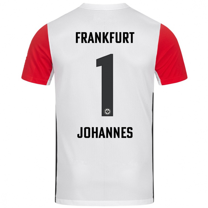 Niño Fútbol Camiseta Stina Johannes #1 Blanco Rojo 1ª Equipación 2024/25 Argentina