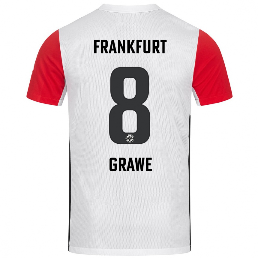 Niño Fútbol Camiseta Lisanne Gräwe #8 Blanco Rojo 1ª Equipación 2024/25 Argentina