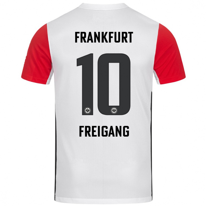 Niño Fútbol Camiseta Laura Freigang #10 Blanco Rojo 1ª Equipación 2024/25 Argentina