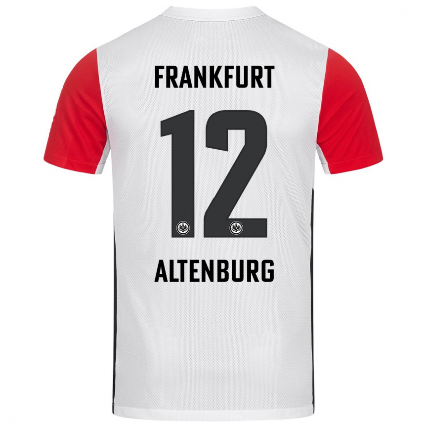 Niño Fútbol Camiseta Lina Altenburg #12 Blanco Rojo 1ª Equipación 2024/25 Argentina