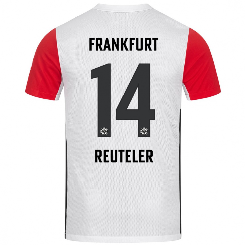 Niño Fútbol Camiseta Geraldine Reuteler #14 Blanco Rojo 1ª Equipación 2024/25 Argentina