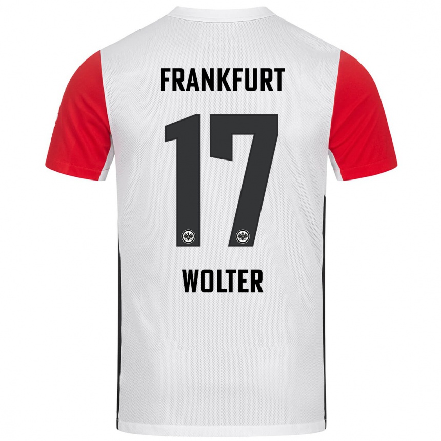 Niño Fútbol Camiseta Pia-Sophie Wolter #17 Blanco Rojo 1ª Equipación 2024/25 Argentina