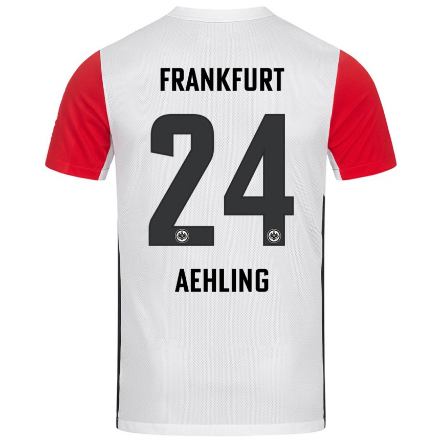 Niño Fútbol Camiseta Anna Aehling #24 Blanco Rojo 1ª Equipación 2024/25 Argentina