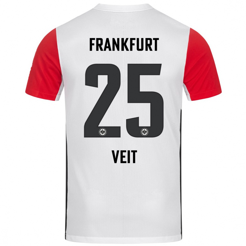 Niño Fútbol Camiseta Jella Veit #25 Blanco Rojo 1ª Equipación 2024/25 Argentina