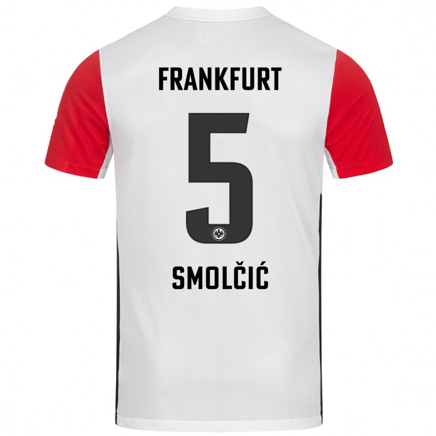 Niño Fútbol Camiseta Hrvoje Smolcic #5 Blanco Rojo 1ª Equipación 2024/25 Argentina