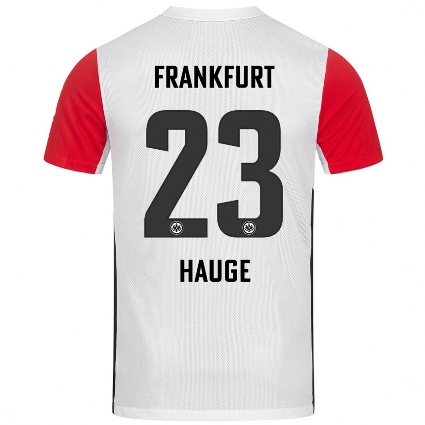 Niño Fútbol Camiseta Jens Petter Hauge #23 Blanco Rojo 1ª Equipación 2024/25 Argentina