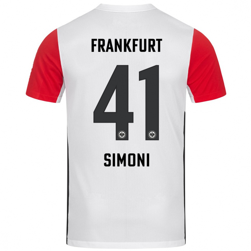 Niño Fútbol Camiseta Simon Simoni #41 Blanco Rojo 1ª Equipación 2024/25 Argentina