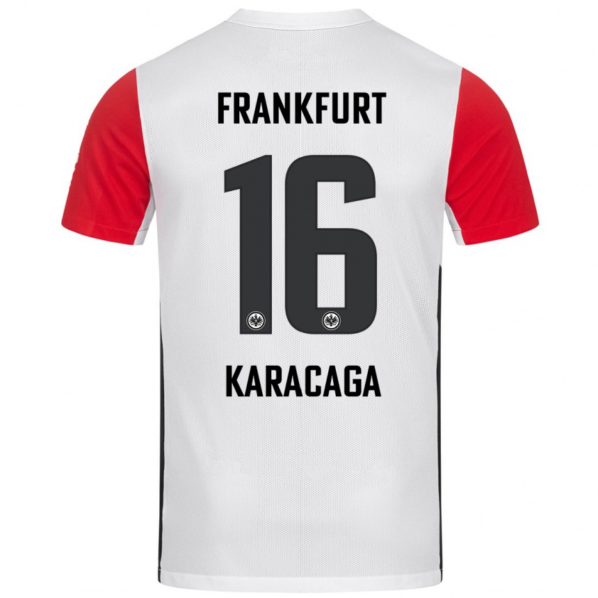 Niño Fútbol Camiseta Tom Karacaga #16 Blanco Rojo 1ª Equipación 2024/25 Argentina