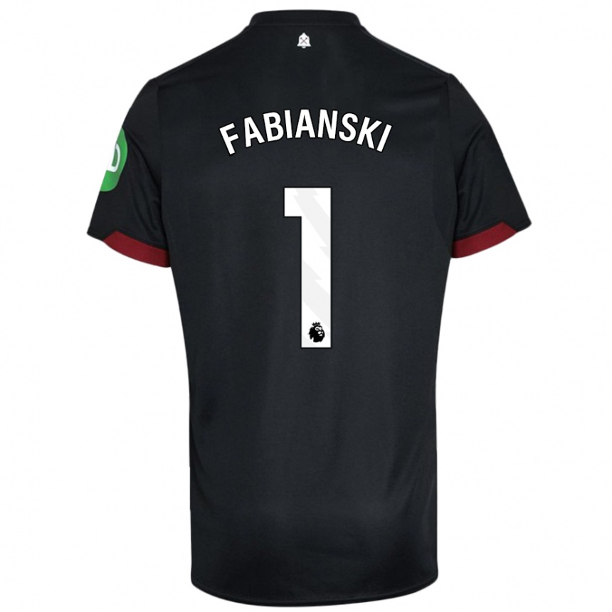 Niño Fútbol Camiseta Lukasz Fabianski #1 Negro Blanco 2ª Equipación 2024/25 Argentina