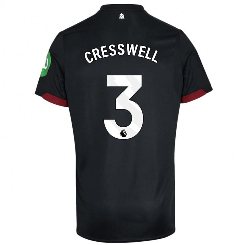 Niño Fútbol Camiseta Aaron Cresswell #3 Negro Blanco 2ª Equipación 2024/25 Argentina