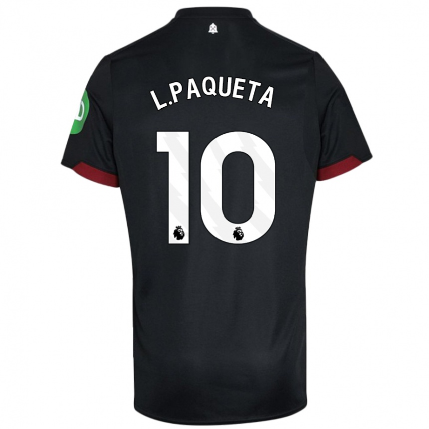 Niño Fútbol Camiseta Lucas Paqueta #10 Negro Blanco 2ª Equipación 2024/25 Argentina