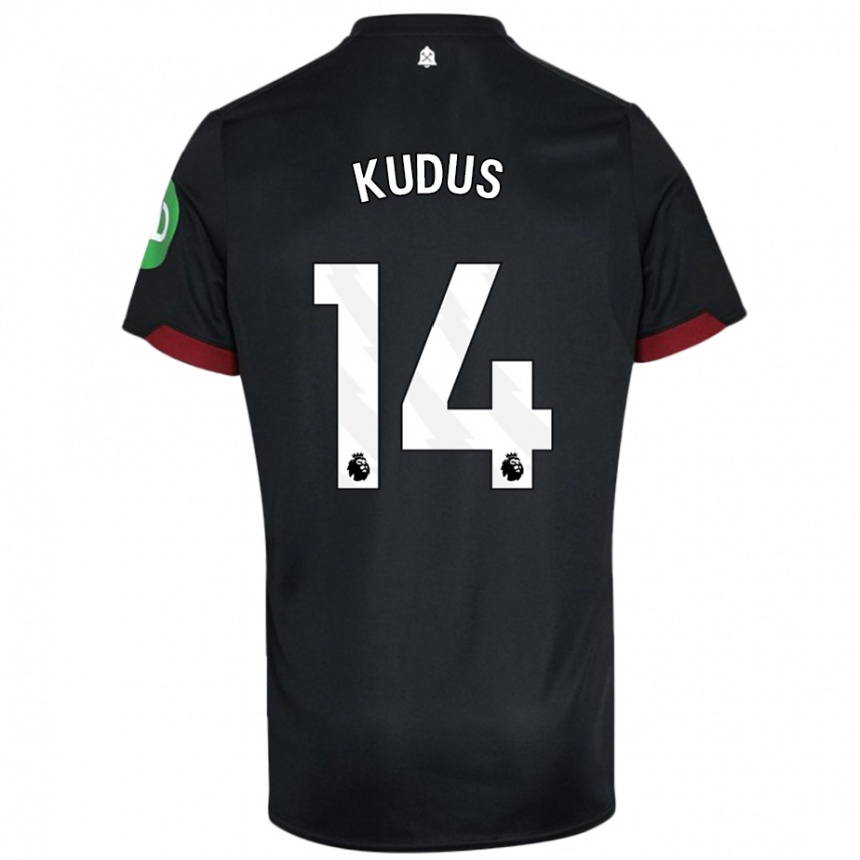 Niño Fútbol Camiseta Mohammed Kudus #14 Negro Blanco 2ª Equipación 2024/25 Argentina