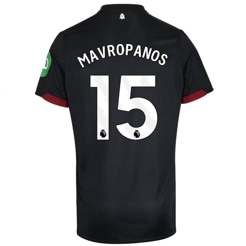 Niño Fútbol Camiseta Konstantinos Mavropanos #15 Negro Blanco 2ª Equipación 2024/25 Argentina