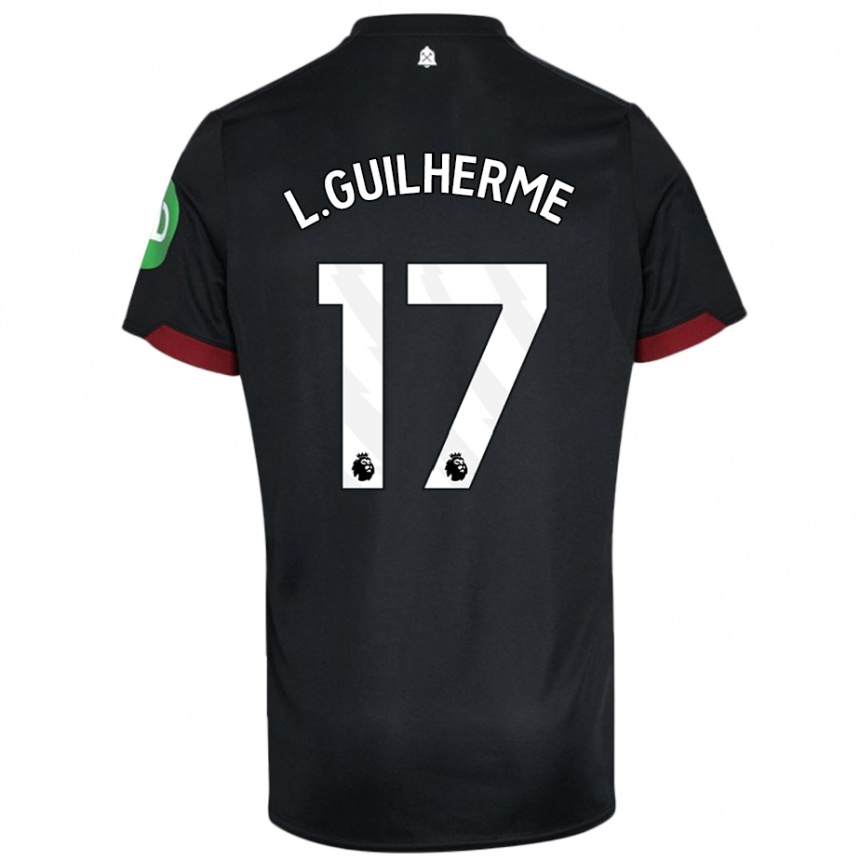 Niño Fútbol Camiseta Luis Guilherme #17 Negro Blanco 2ª Equipación 2024/25 Argentina