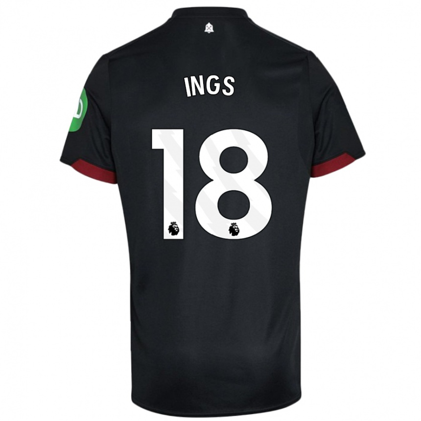 Niño Fútbol Camiseta Danny Ings #18 Negro Blanco 2ª Equipación 2024/25 Argentina