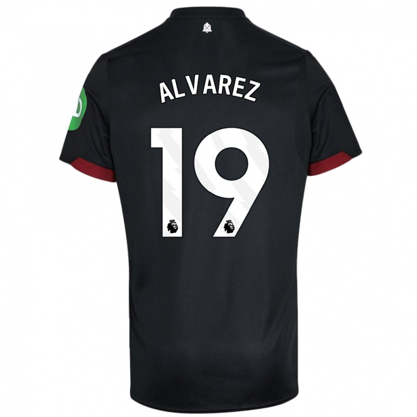 Niño Fútbol Camiseta Edson Alvarez #19 Negro Blanco 2ª Equipación 2024/25 Argentina