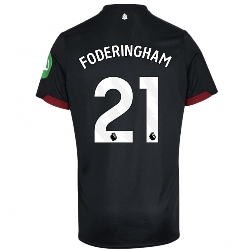 Niño Fútbol Camiseta Wes Foderingham #21 Negro Blanco 2ª Equipación 2024/25 Argentina