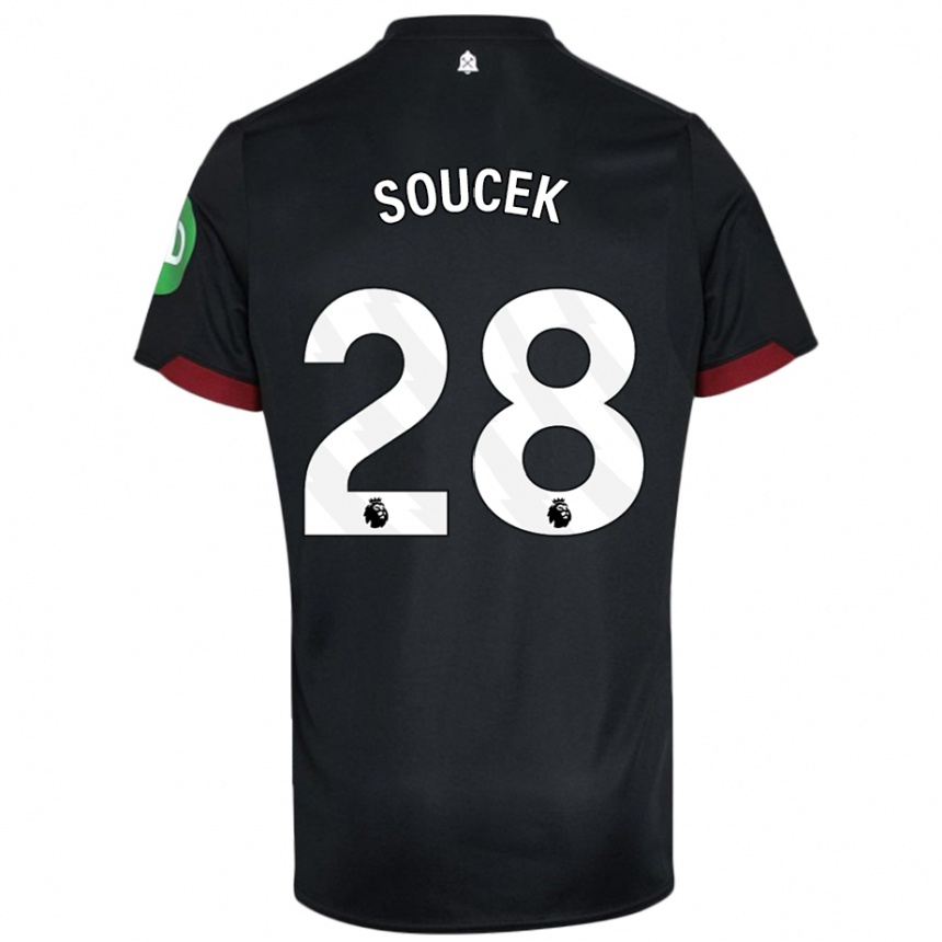 Niño Fútbol Camiseta Tomas Soucek #28 Negro Blanco 2ª Equipación 2024/25 Argentina