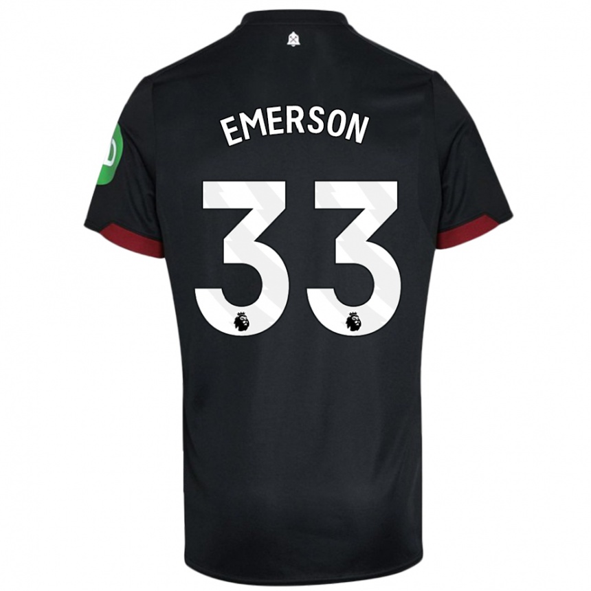 Niño Fútbol Camiseta Emerson Palmieri #33 Negro Blanco 2ª Equipación 2024/25 Argentina