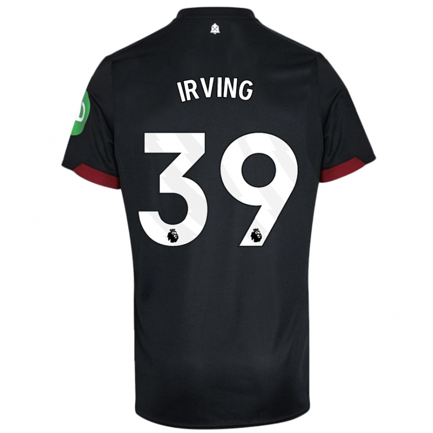 Niño Fútbol Camiseta Andy Irving #39 Negro Blanco 2ª Equipación 2024/25 Argentina